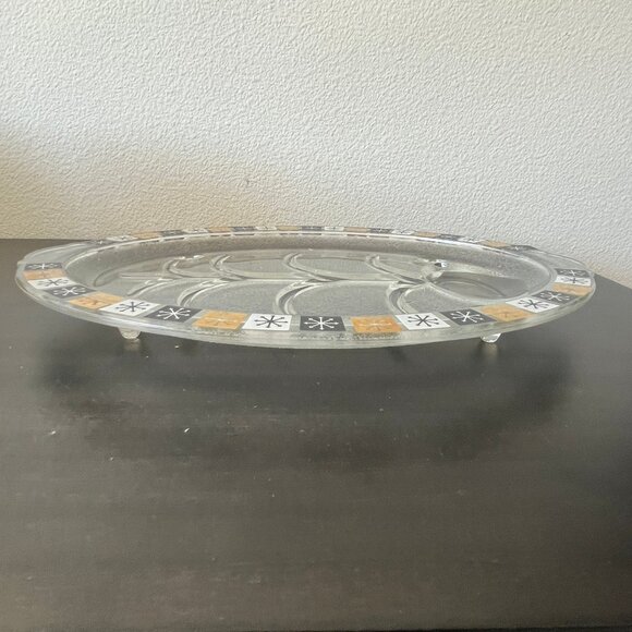 Vintage Glass Meat Platter // Atomic Snowflake Trim // Inland Glass Co. - Picture 7 of 7